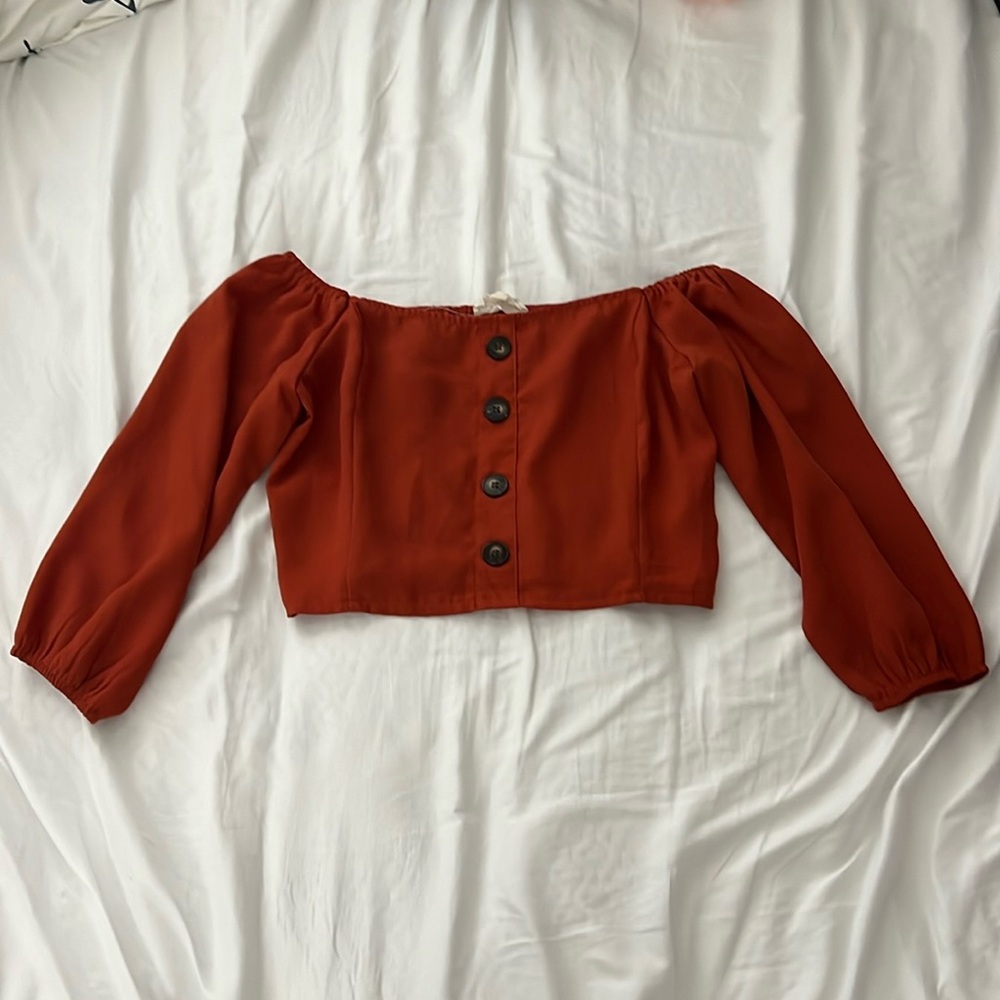 Burnt Orange Crop Blouse